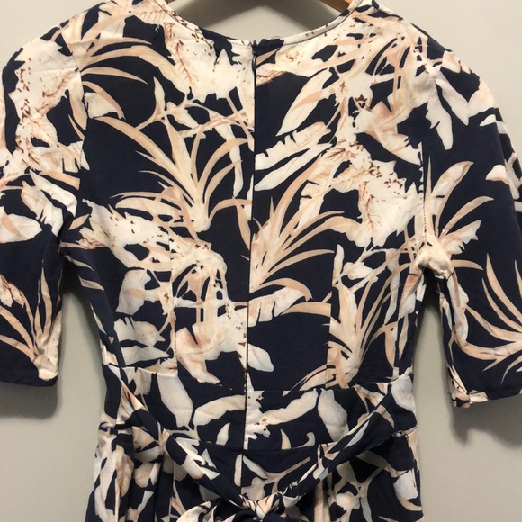 Navy palm romper, kimono sleeve with tie - Picture 4 of 7